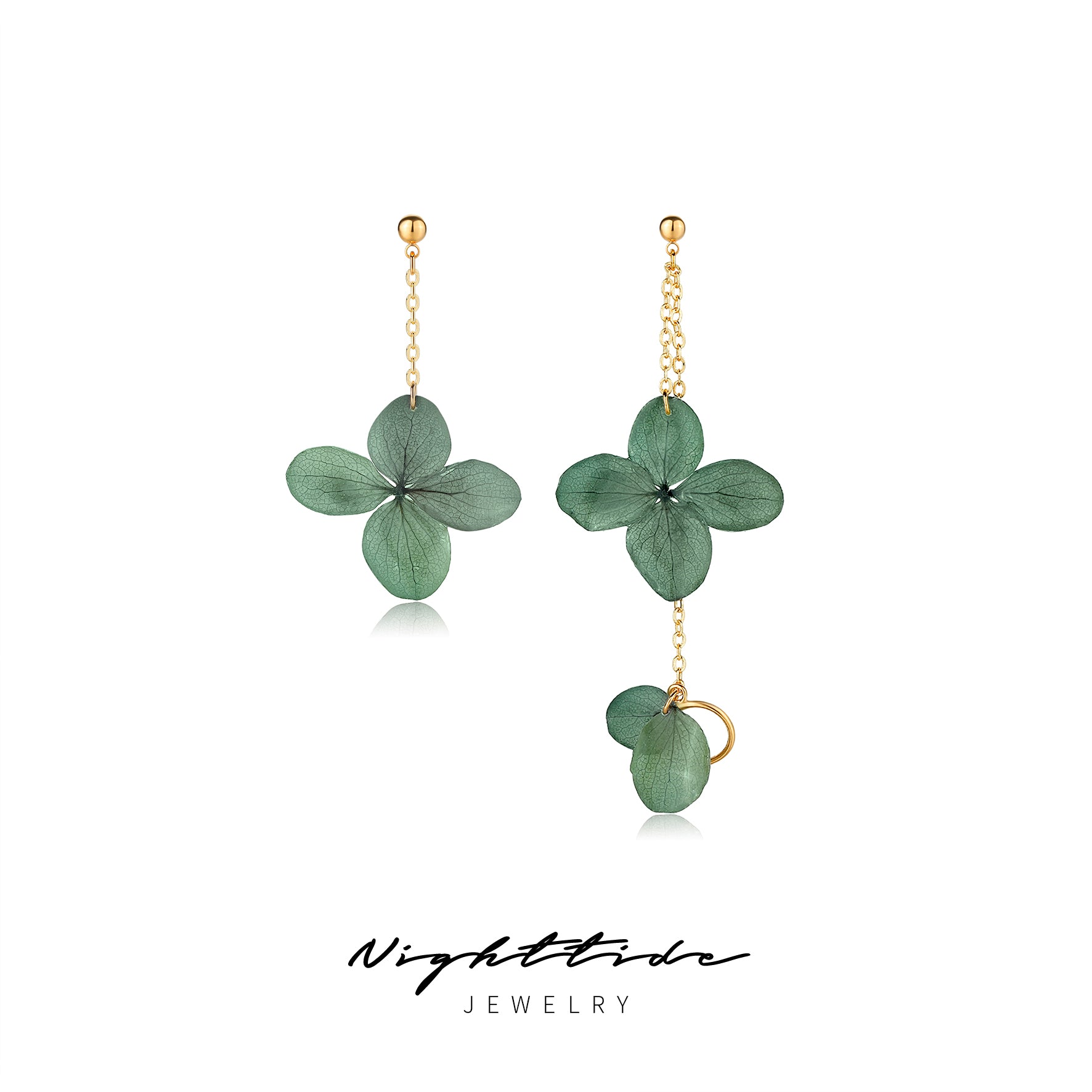 Nighttide Jewelry Preserved Fresh Flower Epoxy Resin Glue Earrings EXZ1231