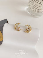 Load image into Gallery viewer, Nighttide Jewelry Star &amp; Moon Zirconia Rotating Earrings EXZ1378
