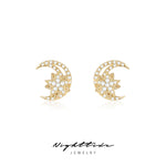 Load image into Gallery viewer, Nighttide Jewelry Star &amp; Moon Zirconia Rotating Earrings EXZ1378
