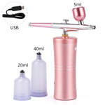Load image into Gallery viewer, Top 0.4mm Pink Mini Air Compressor Kit Air-Brush Paint Spray Gun Airbrush For Nail Art Tattoo Craft Cake Nano Fog Mist Sprayer
