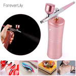 Load image into Gallery viewer, Top 0.4mm Pink Mini Air Compressor Kit Air-Brush Paint Spray Gun Airbrush For Nail Art Tattoo Craft Cake Nano Fog Mist Sprayer
