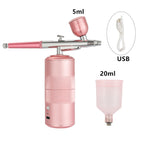 Load image into Gallery viewer, Top 0.4mm Pink Mini Air Compressor Kit Air-Brush Paint Spray Gun Airbrush For Nail Art Tattoo Craft Cake Nano Fog Mist Sprayer
