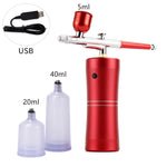 Load image into Gallery viewer, Top 0.4mm Pink Mini Air Compressor Kit Air-Brush Paint Spray Gun Airbrush For Nail Art Tattoo Craft Cake Nano Fog Mist Sprayer
