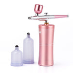 Load image into Gallery viewer, Top 0.4mm Pink Mini Air Compressor Kit Air-Brush Paint Spray Gun Airbrush For Nail Art Tattoo Craft Cake Nano Fog Mist Sprayer
